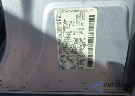 2006 Nissan Pathfinder Se from USA, damaged, VIN 5N1AR18WX6C627624
